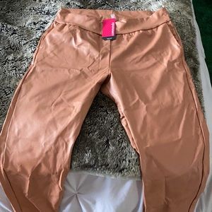 NWT Commando Faux Leather Joggers in Camel/Nude